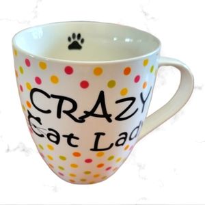 Vtg Mug Cup Large Coffee Tea Cider Hot Chocolate Crazy Cat Lady Paw Print